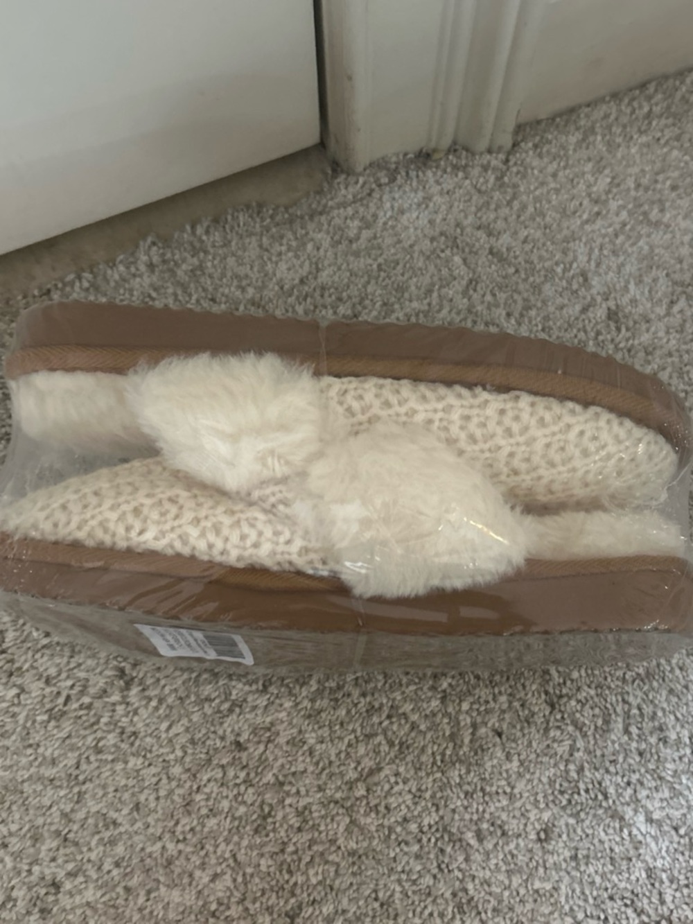 Cozy Faux Fur Knit Slide Slippers - Cream
